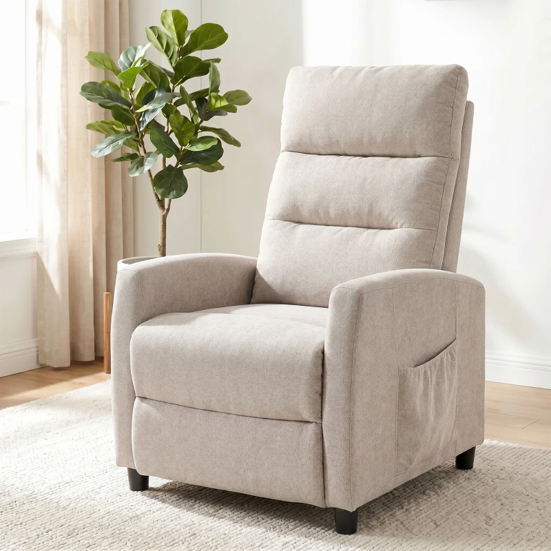 HOMCOM Sillón de Masaje Reclinable con Reposapiés 2 Zonas de Masaje Respaldo Alto Bolsillos Tapizado en Chenilla Crema