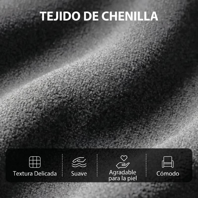 HOMCOM Sillón de Masaje Reclinable con Reposapiés 2 Zonas de Masaje Respaldo Alto Bolsillos Tapizado en Chenilla Gris
