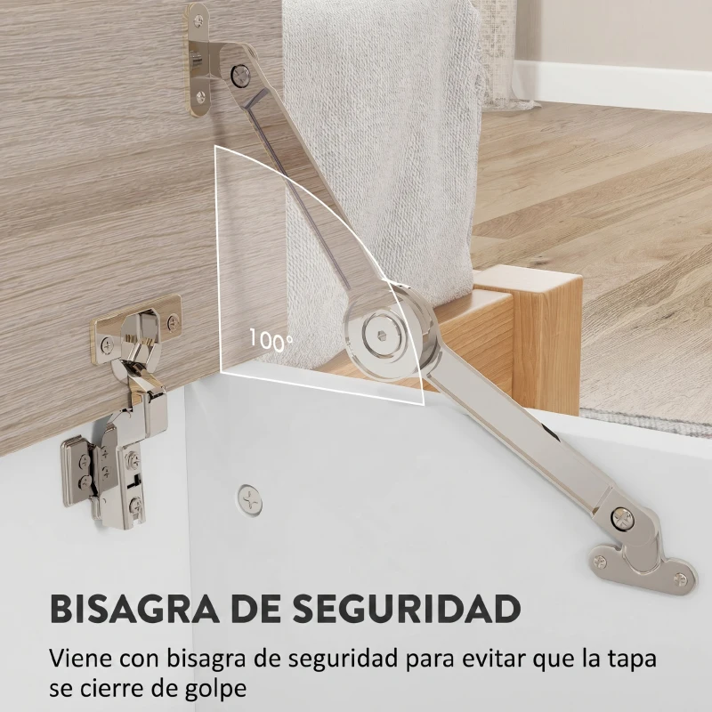 HOMCOM Arcón de Almacenamiento con Tapa Carga Máx. 120 kg para Dormitorio Salón 100x40x40 cm Natural y Blanco