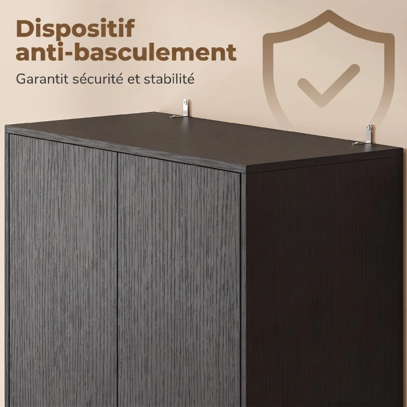 HOMCOM Buffet Haut Cuisine, Armoire de Cuisine, 4 Portes à Fermeture Douce, 2 Compartiments Ouverts et Étagères Réglables, Noir