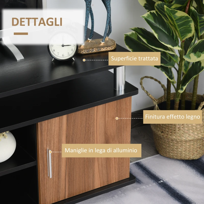 HOMCOM Mobile Porta TV Fino a 55" con Armadietti e Ripiani in Legno e Alluminio, 120x40x52.2cm