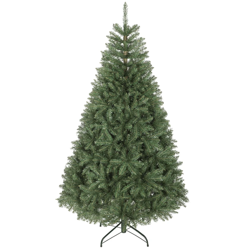 HOMCOM Brad Artificial de Crăciun de 180 cm cu Ramuri pe Balama și Bază Metalică Pliabilă, Verde