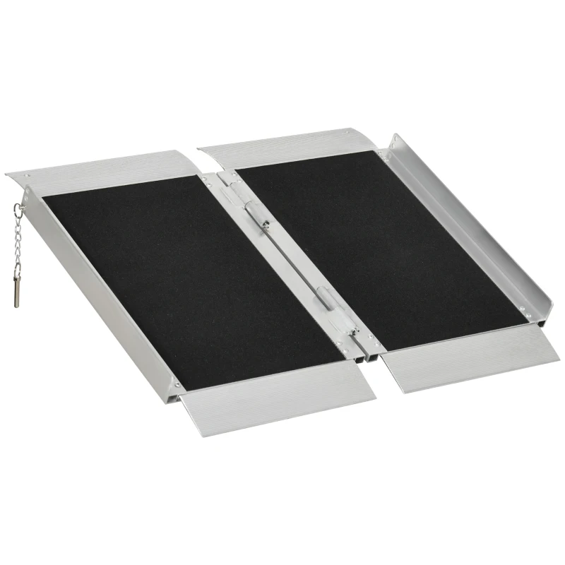 HOMCOM Rampe de fauteuil roulant pliable en alliage d'aluminium antidérapante, avec poignées, charge max. 272 kg, noir