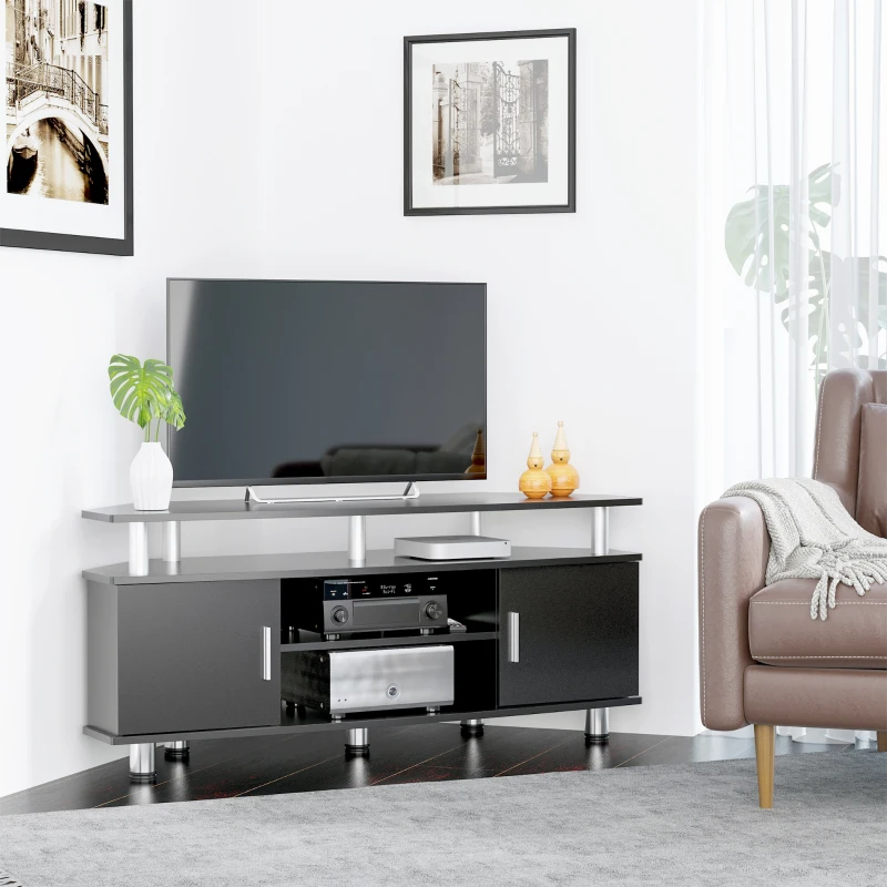 HOMCOM Mobile Porta TV Classico da Soggiorno con 2 ripiani e 2 Armadietti Nero