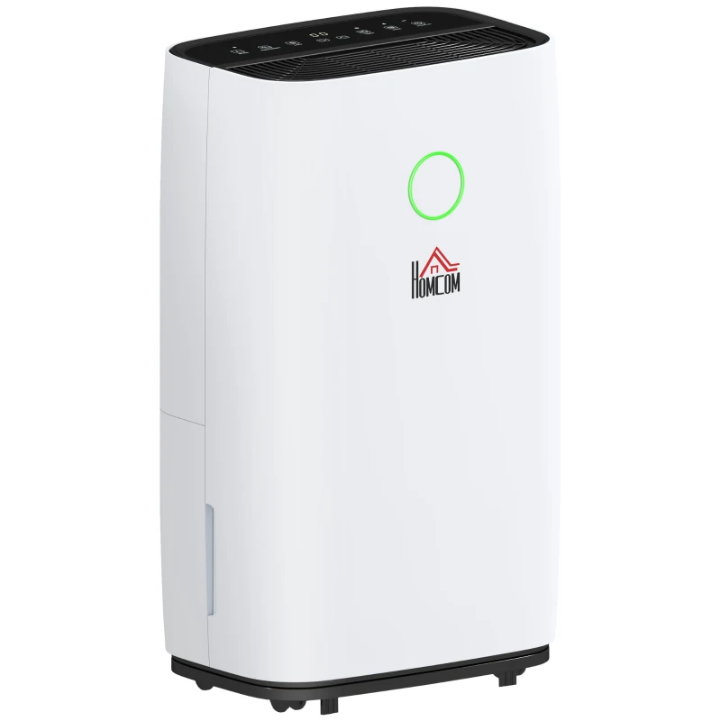 HOMCOM 20L/Day Portable Dehumidifier for Home, with LED Screen, Sleep Mode, 24H Timer, Electric Air Dehumidifier for Damp Laundry Bedroom Basement