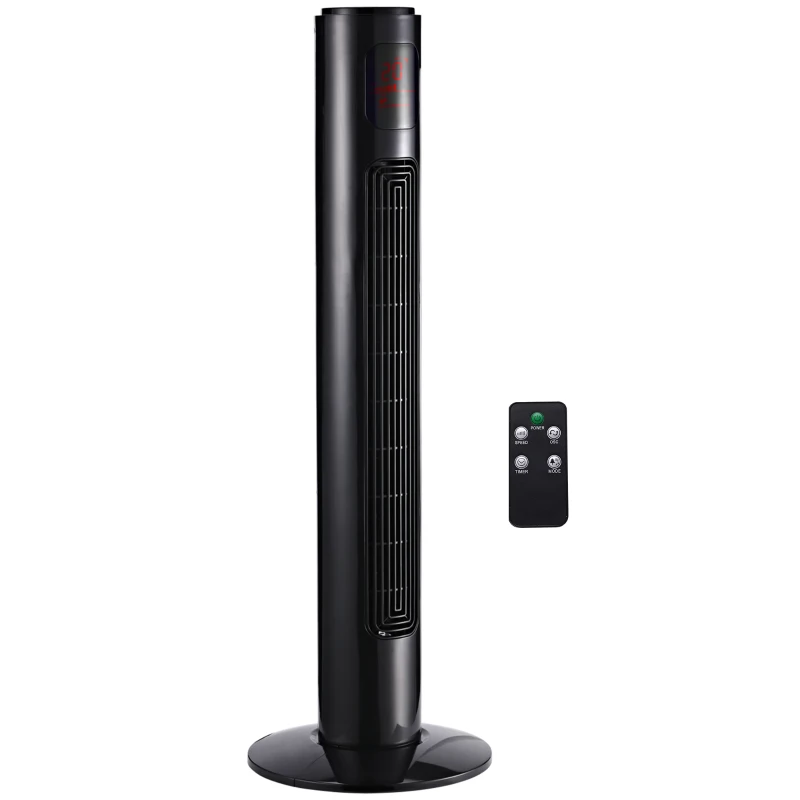 HOMCOM Ventilateur colonne silencieux 45 W 3 modes 3 vitesses télécommande oscillant 70° minuterie et affichage LED 96 cm noir