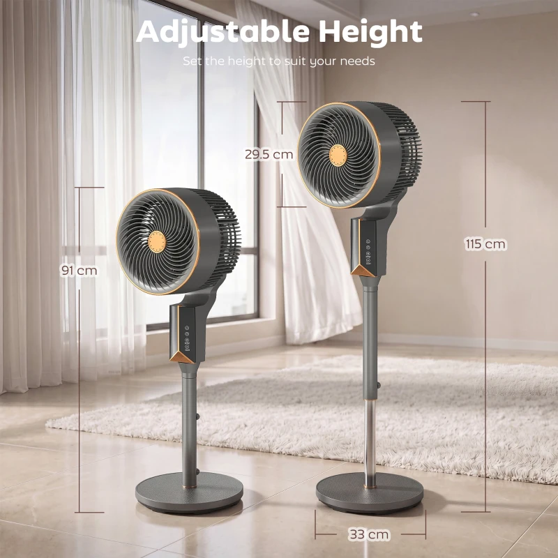 HOMCOM 20 dB Silent Standing Fan for Bedroom, 46" Pedestal Fan with Remote, 85° Oscillating, 8 Speeds