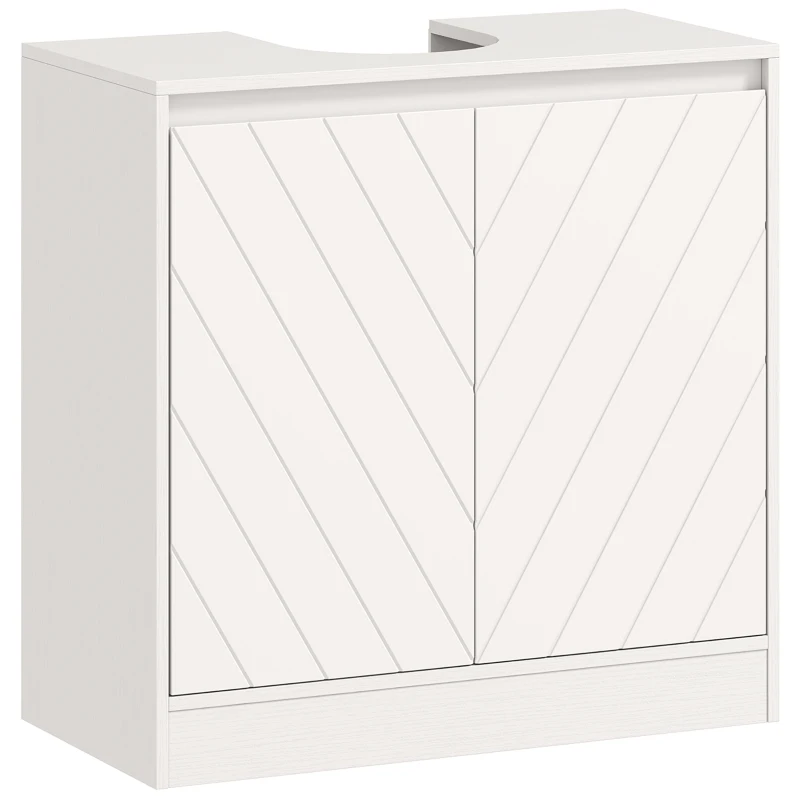 HOMCOM Meuble salle de bain sous Lavabo - meuble sous-vasque - placard 2 portes avec étagère blanc