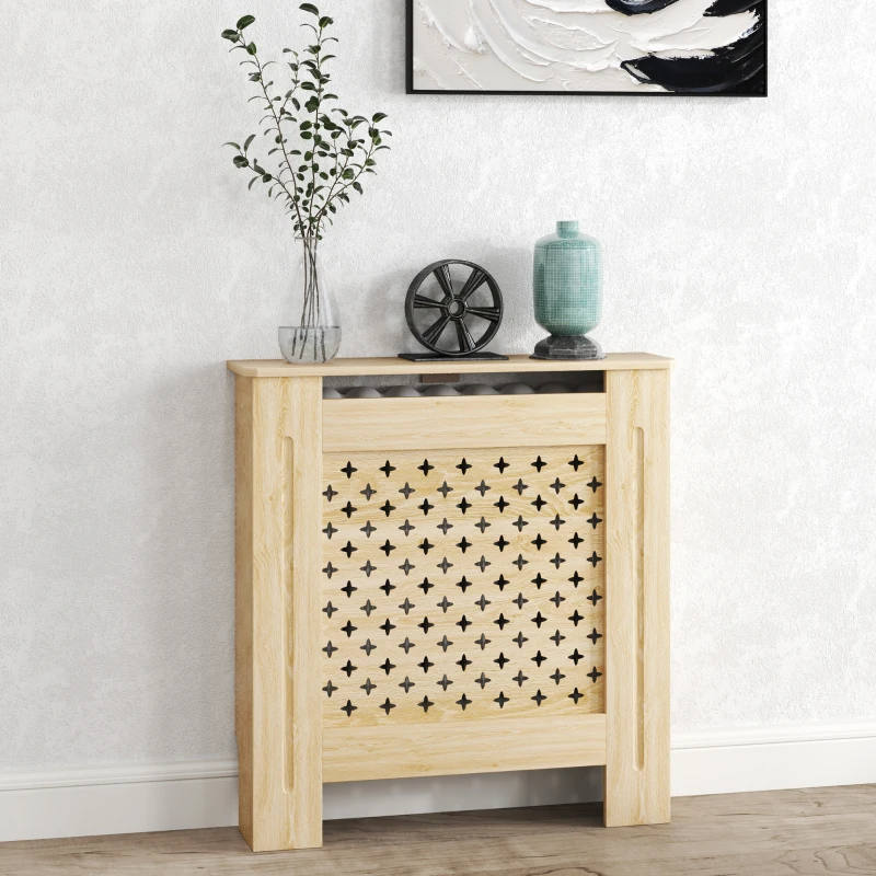 HOMCOM Cubreradiador de MDF Cubierta para Radiador para Salón Dormitorio Pasillo 78x19x82 cm Roble