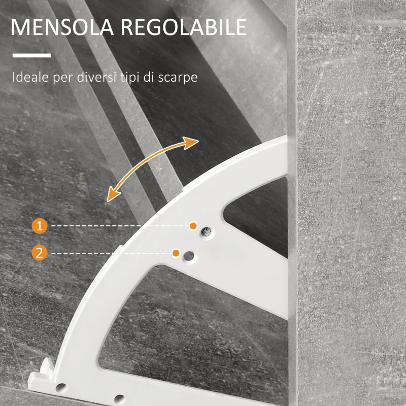 HOMCOM Mobile da Ingresso Appendiabiti con Scarpiera e Specchio Grigio Cemento