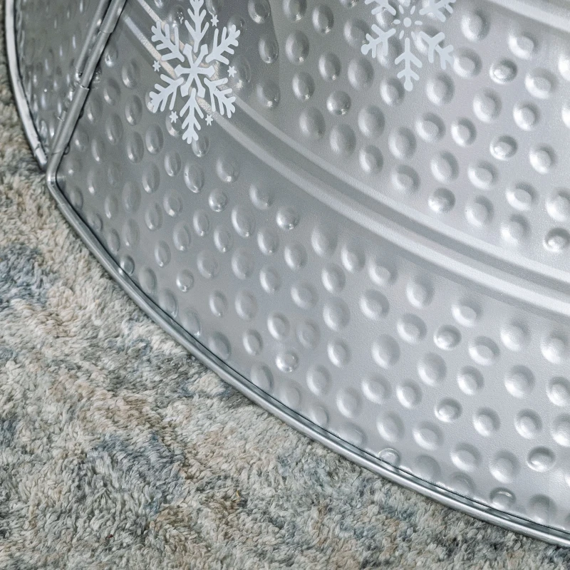 HOMCOM Falda para Árbol de Navidad de Metal Impermeable Decoración para para Fiestas Hogar 66x66x23 cm Plateado