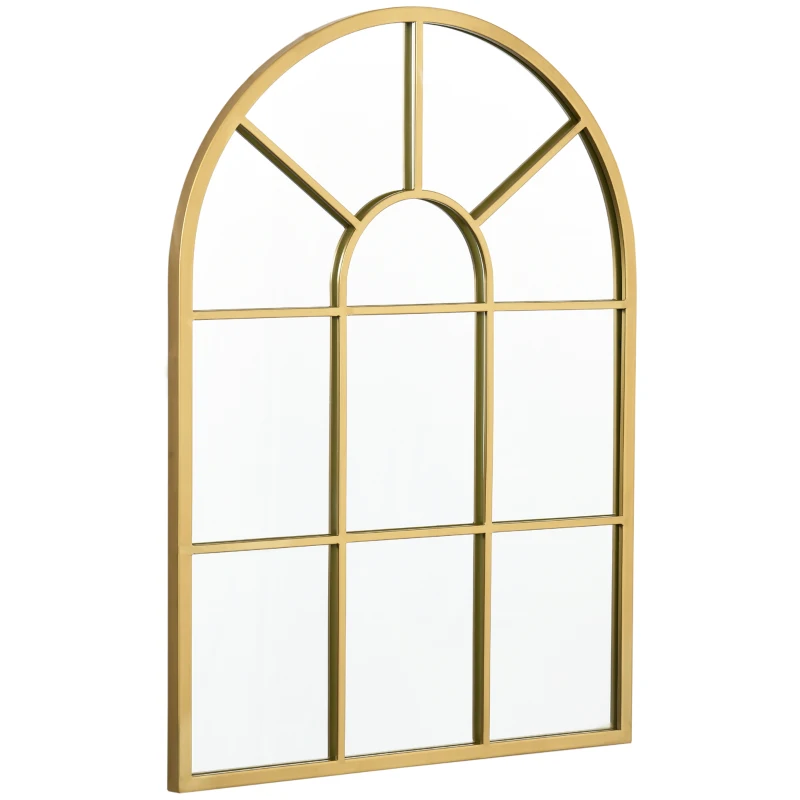 HOMCOM Oglindă Modernă de Perete în Formă de Arc 70x50 cm pentru Dormitor și Living, Auriu