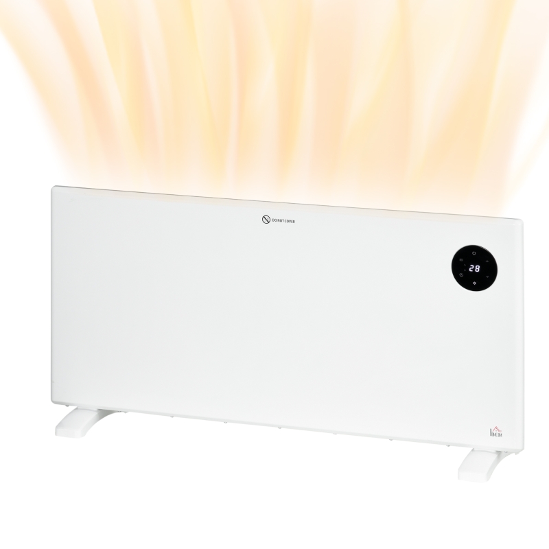 HOMCOM 2000W Electric Convector Heater, Freestanding or Wall Mounted, Space Heater with Adjustable Thermostat, Timer, White
