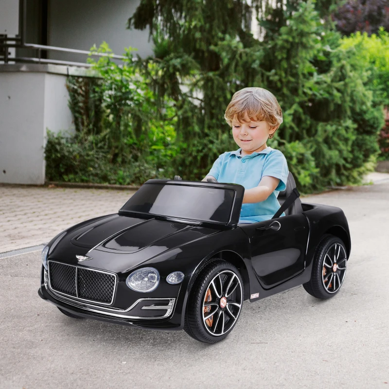 HOMCOM Coche Eléctrico para Niños Bentley GT Coche de Batería para Niños de +3 Años Velocidad 2,5-5 km/h 108x60x43 cm Negro