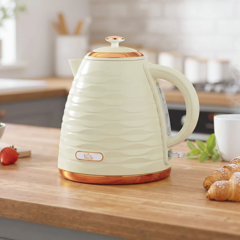 HOMCOM 3kW Rapid Boil Honeycomb Kettle - Cream White