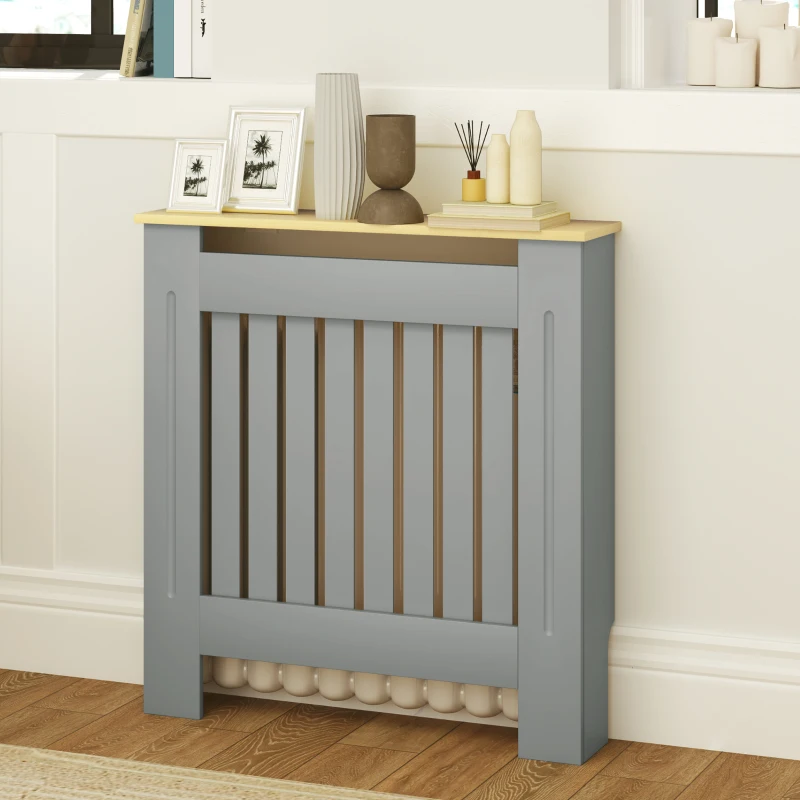 HOMCOM Cubreradiador de MDF Cubierta para Radiador para Salón Dormitorio Pasillo 78x19x83 cm Gris y Roble