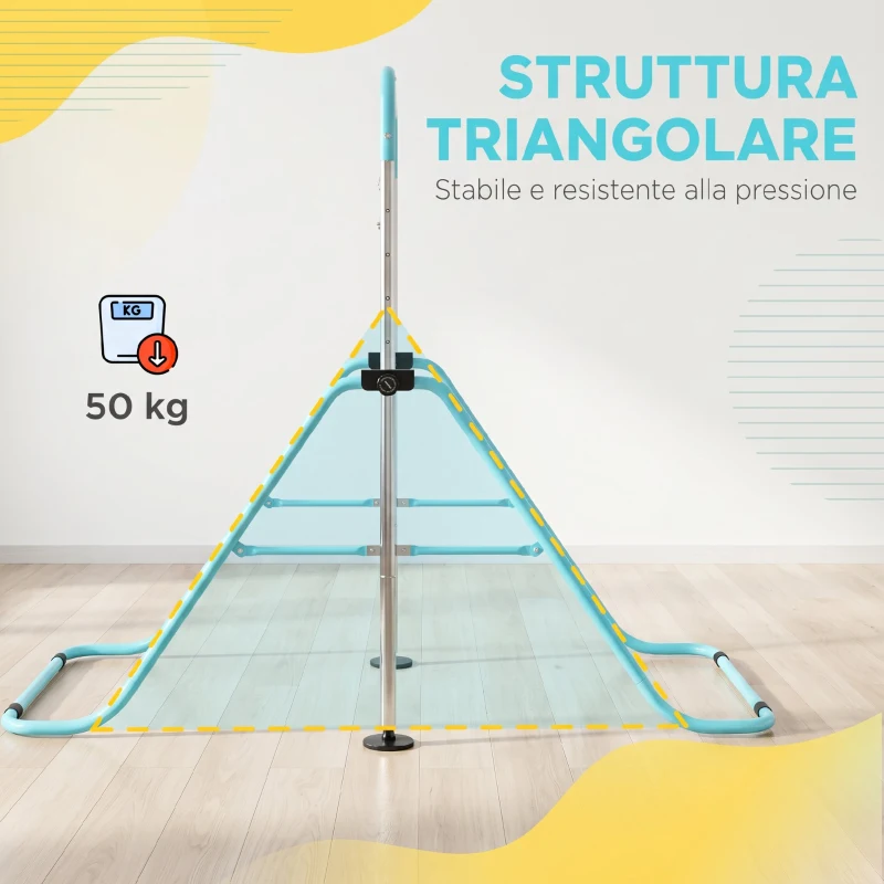 HOMCOM Sbarra Ginnastica Artistica per Bambini ad Altezza Regolabile con 2 Anelli, in Acciaio, Verde Chiaro