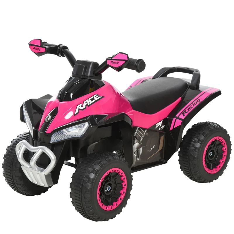 HOMCOM Cuatriciclo Infantil Tipo Quad Todoterreno con Luces Sonidos y Asiento Amplio para +18 Meses 67,5x38x44 cm Rosa y Negro