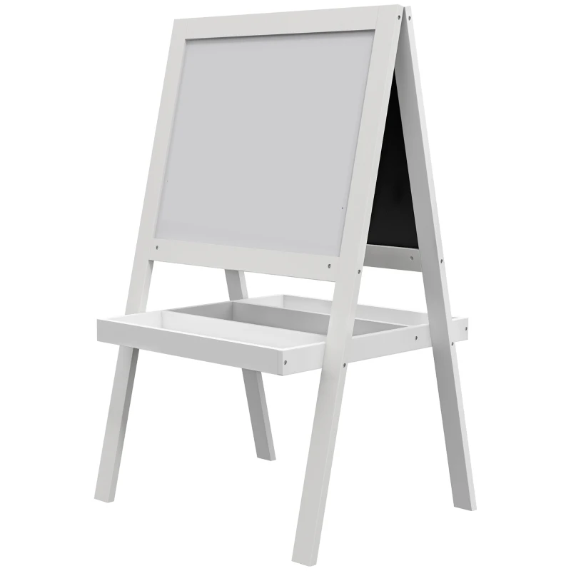 AIYAPLAY Tableau chevalet enfant 2 en 1 face ardoise magnétique et face tableau noir à craie blanc