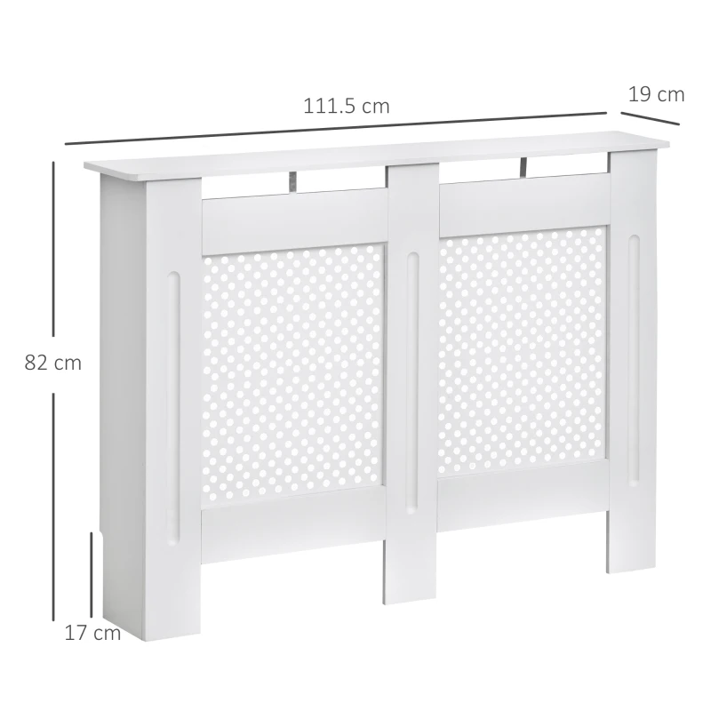 HOMCOM Copritermosifone Moderno a Griglia in MDF per Casa e Ufficio, 111.5x82x19 cm, Bianco