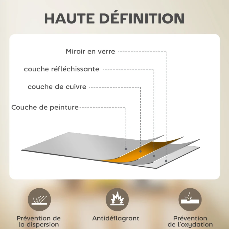 HOMCOM Miroir mural rond Ø 61 cm, cadre en alliage d'aluminium, pour salle de bain, chambre, salon, couloir, doré