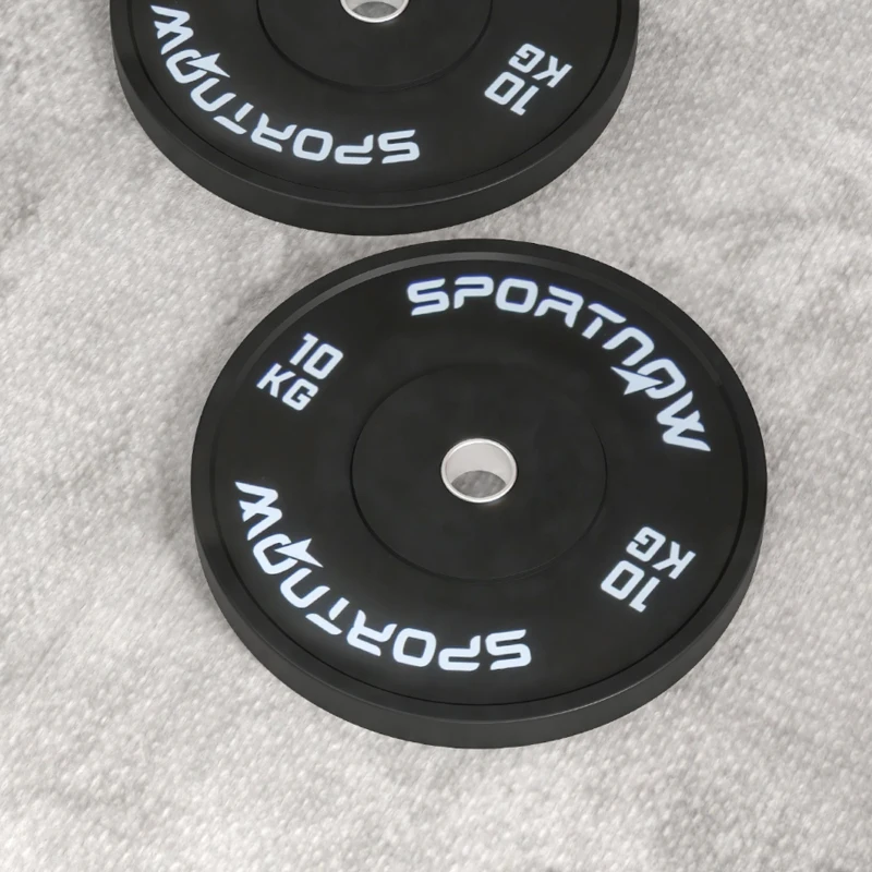 SPORTNOW Discos Pesas Olímpicos 2x10 kg Agujero Ø50 mm de Goma para Barras y Mancuernas para Casa y Gimnasio Negro