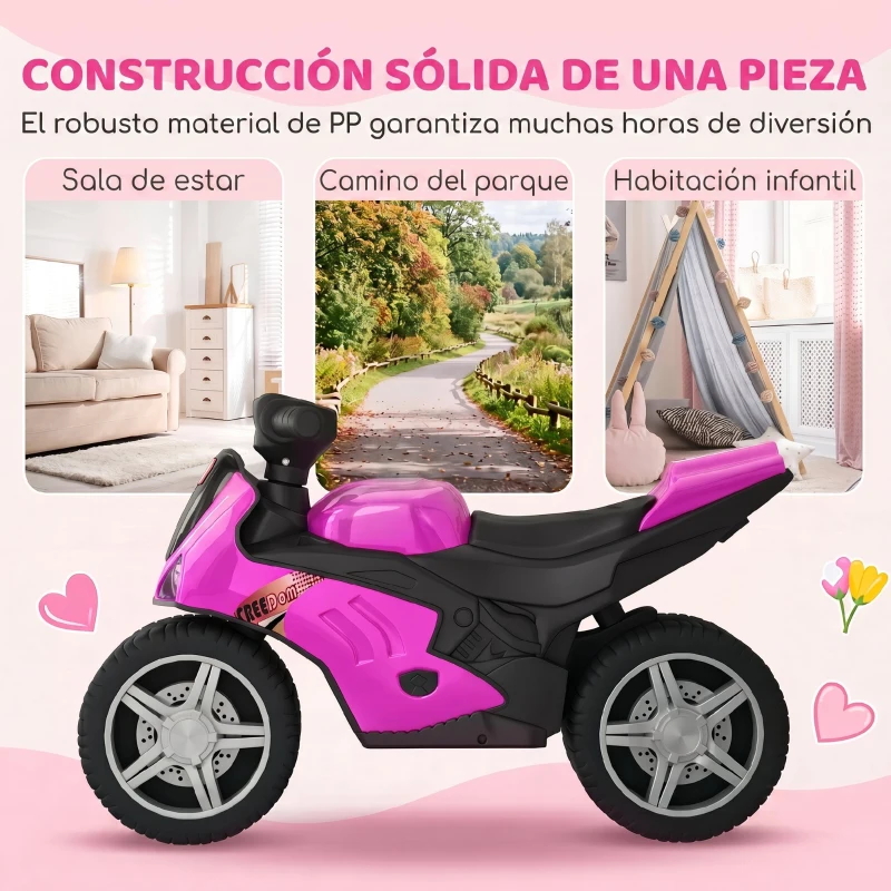 AIYAPLAY Bicicleta sin Pedales Moto Correpasillos con Música y Ruedas Extra Anchas para Niños y Niñas de 18 a 36 Meses Rosa