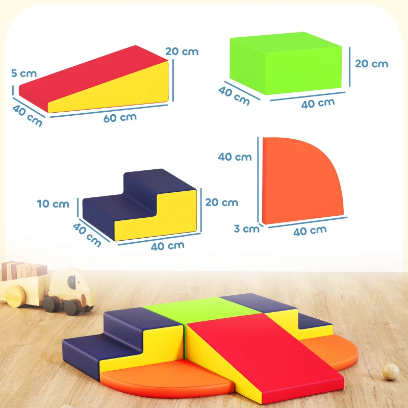 AIYAPLAY Conjunto de 6 Blocos de Espuma para Crianças com Base Antiderrapante para Escalar e Gatinhar Multicolor