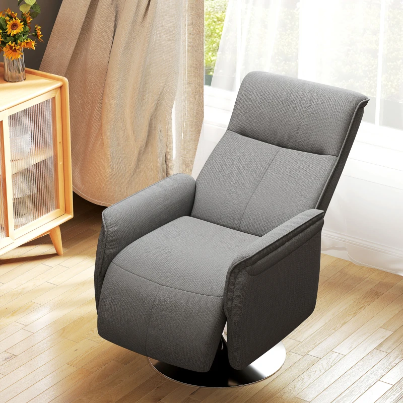 HOMCOM Fauteuil relax massant fauteuil de relaxation inclinable pivotant dossier et repose-pieds réglable 68,5x77x117cm gris(m-9)