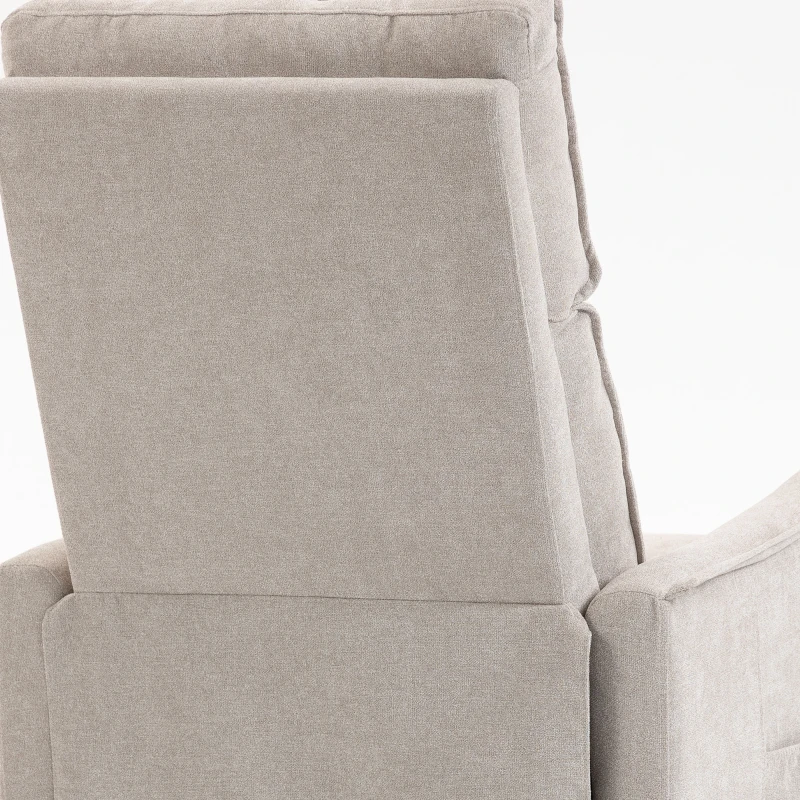 HOMCOM Fauteuil de massage inclinable fauteuil de relaxation en lin avec repose-pieds poche latérale télécommande crème