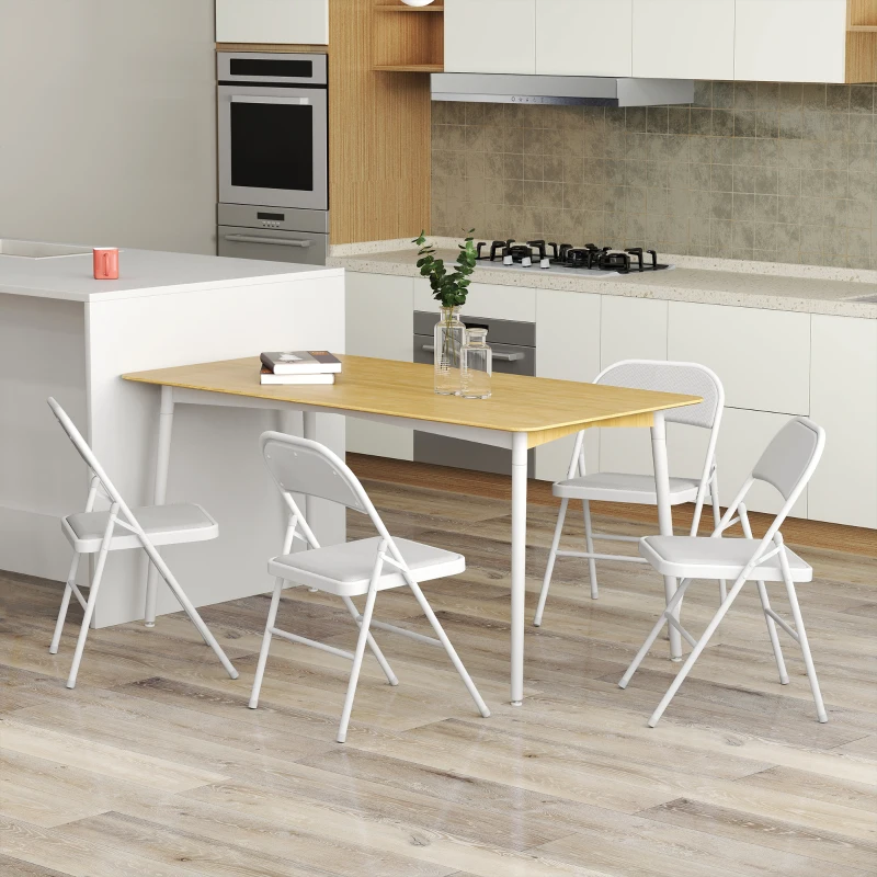 HOMCOM Lot de 4 chaises pliantes chaises de salle à manger portables cadre en acier 45 x 46 x 78 cm blanc