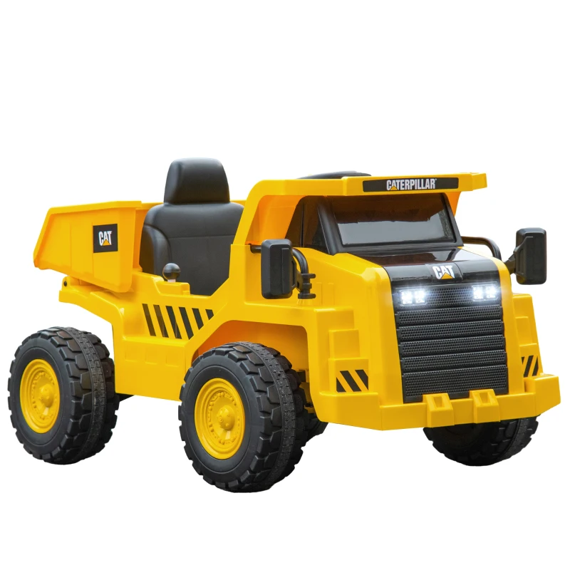 AIYAPLAY Elektro-Kinderbagger, Caterpillar Kipplaster, 3-5 km/h, mit Fernsteuerung, 3-6 Jahre, Gelb(m-11)