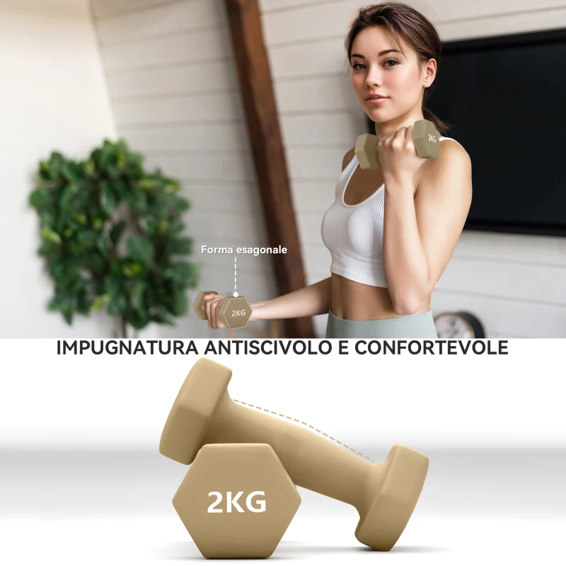 HOMCOM Set di Manubri Pesi Fitness da 9 kg con Impugnatura Antiscivolo e Valigetta, Multicolore