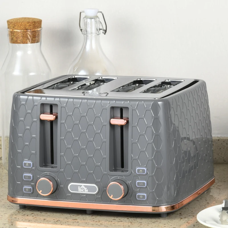 HOMCOM Four-Slice Honeycomb Toaster - Grey