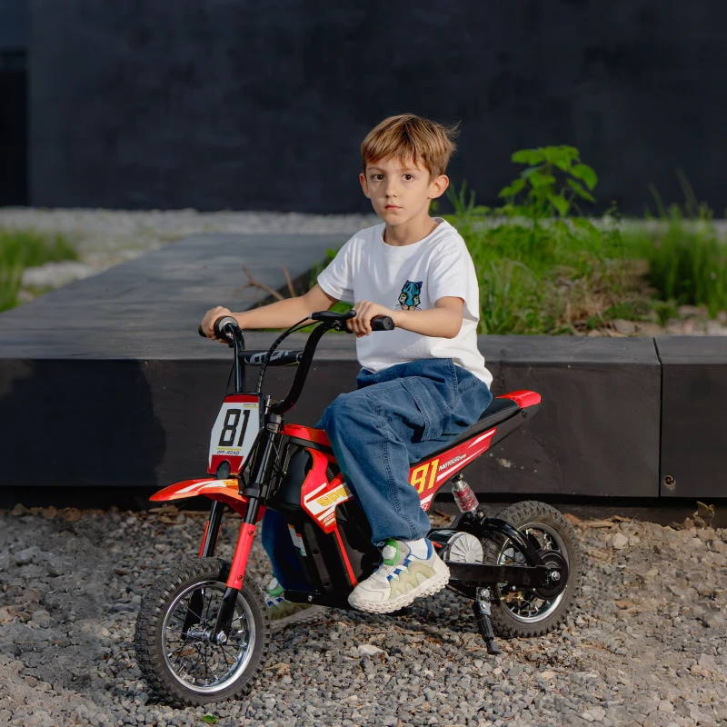 AIYAPLAY Mota Elétrica para Crianças 24V com Motor 250W Velocidade de 6-16km/h Rodas de 30,5 cm para Crianças de 8-12 Anos Vermelho