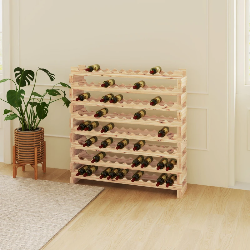 HOMCOM Botellero de Madera de 8 Niveles 96 Botellas Carga 100 kg para Cocina Bar 114x28x113,5 cm Madera Natural