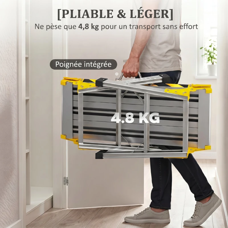 HOMCOM Établi pliant, établi de serrage en aluminium, table de travail robuste avec poignée, design antidérapant, argenté