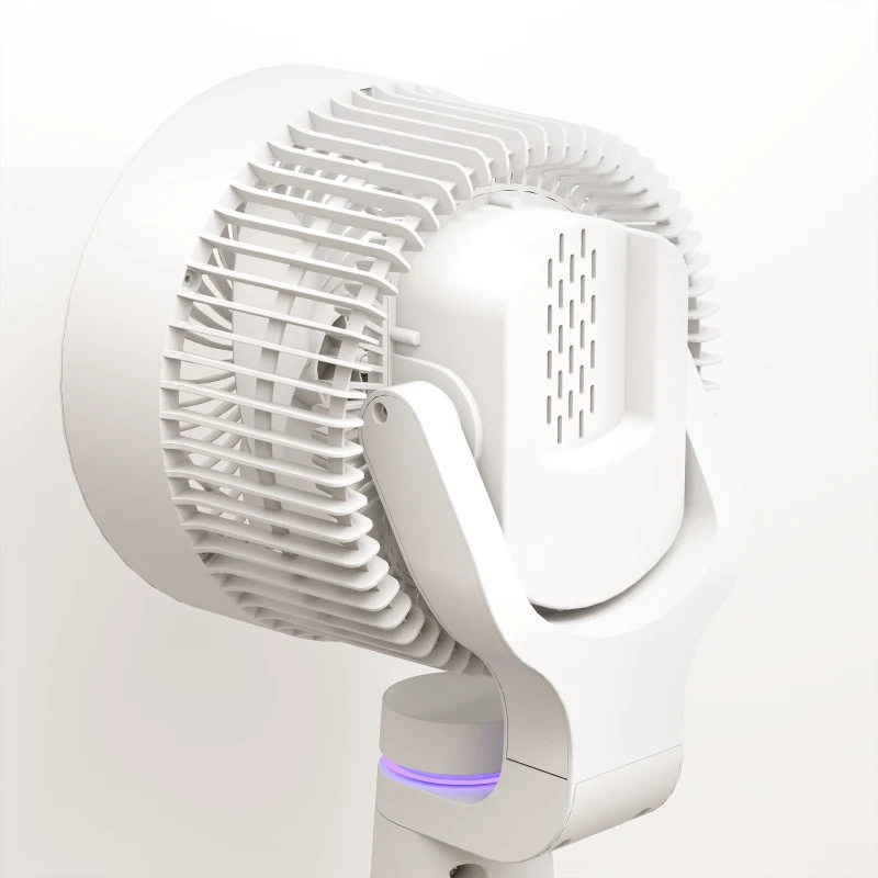 HOMCOM Pedestal Air Circulation Fan with Oscillating, Light Off, White