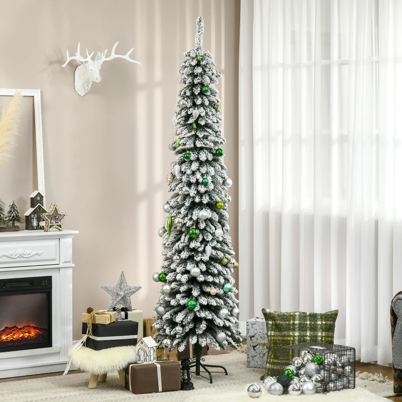 HOMCOM Árbol de Navidad Artificial 210 cm con Efecto Nevado con 490 Ramas Decoración Navideña para Interiores Verde