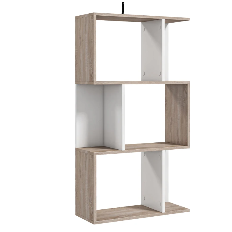 HomCom biblioteca de perete, 3 rafturi, 60x24x111.4cm, alba | AOSOM RO