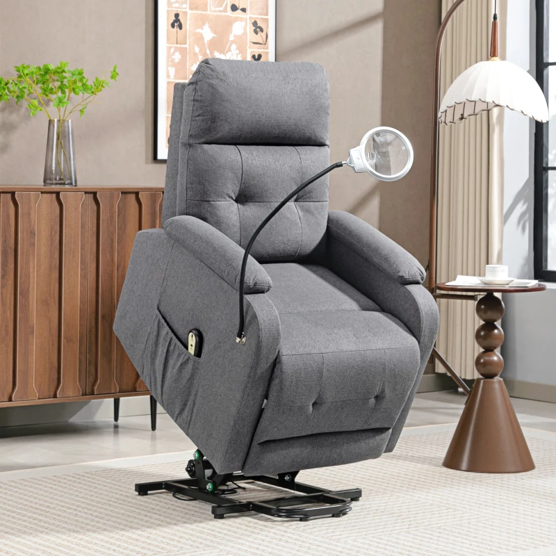 HOMCOM Electric Rise/Recline Armchair, with Reading Light - Grey