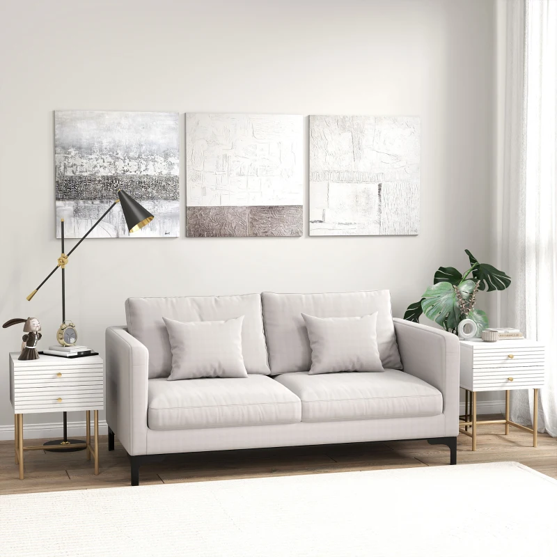 HOMCOM Set of Two Elegant Bedside Tables - White/Gold-Tone