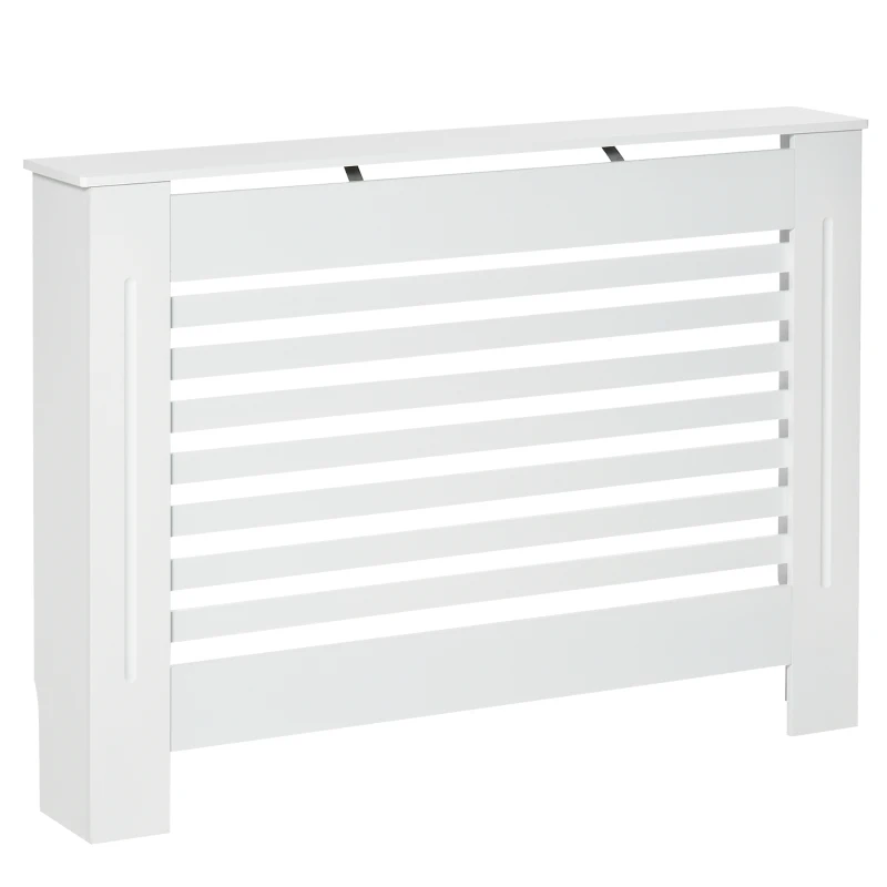 HOMCOM Cache-radiateur couverture radiateur Design à Lattes Panneau Cabinet pour salon cuisine chambre couloir dim. 112L x 19l x 81H cm MDF Blanc