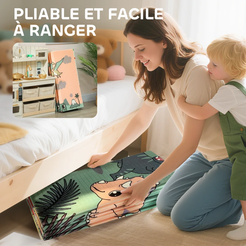 AIYAPLAY Tapis de jeu pour enfant bebe, tapis d'éveil bébé pliable épais réversible en mousse, 196 x 176 x 1,5 cm, multicolore