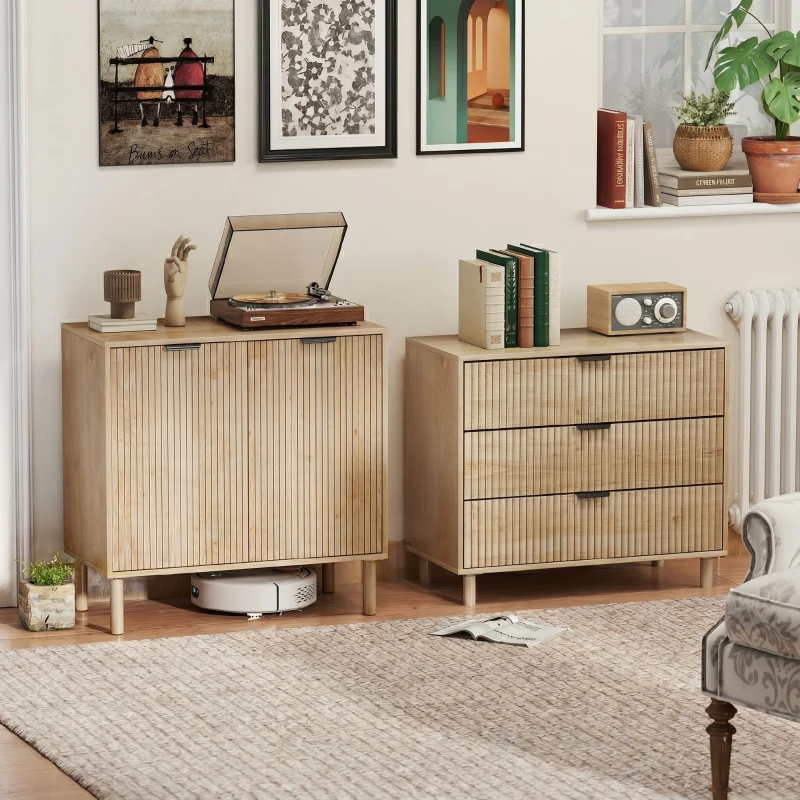 Comodă HOMCOM cu 3 Sertare din Lemn pentru Dormitor și Hol, Stil Nordic, 80x40x77.5 cm, Stejar(m-8)