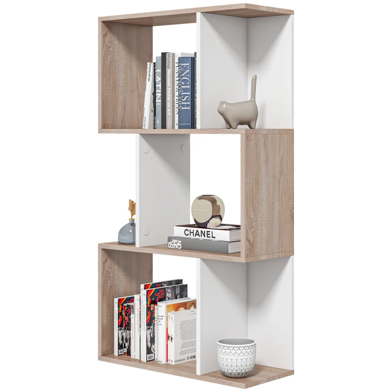 HOMCOM Libreria di Design Scaffale Ufficio Legno Moderna 3 Ripiani 60 × 24 × 111.4cm