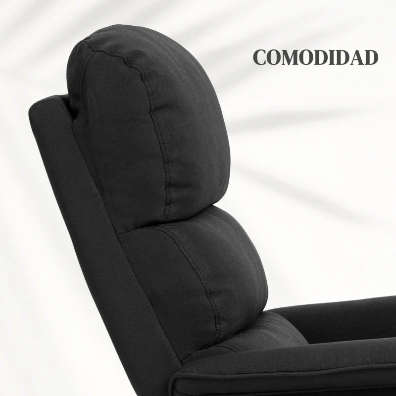 HOMCOM Sillón Relax Reclinable Eléctrico Levanta Personas con Mando a Distancia y Bolsillo Lateral Tapizado en Lino Negro