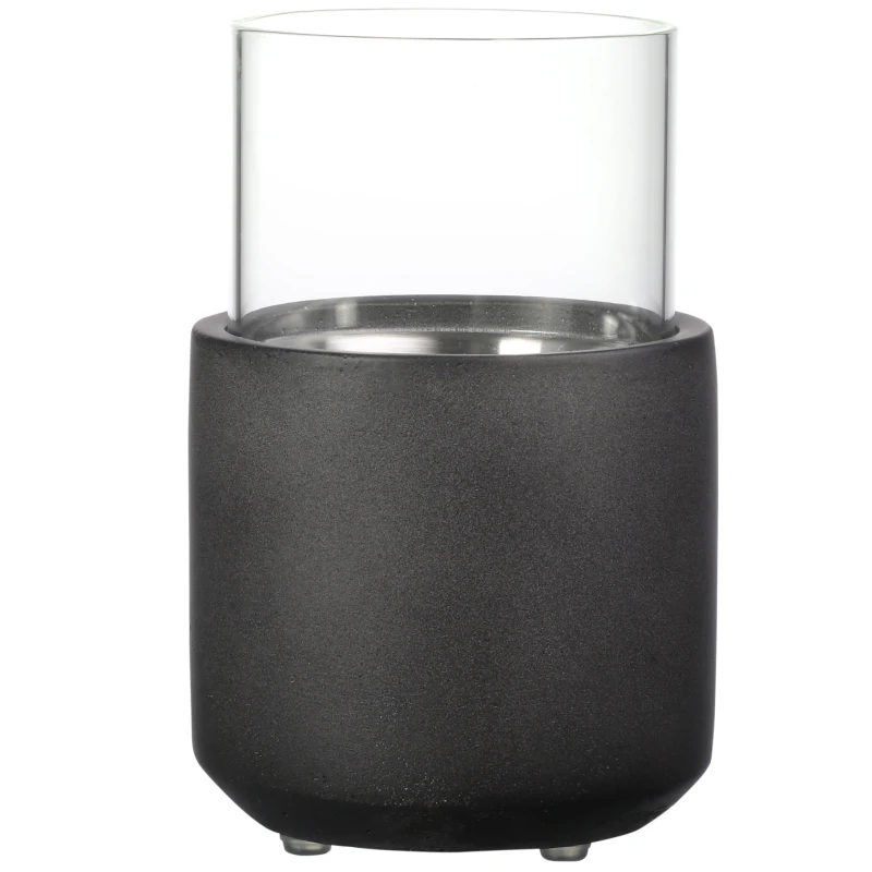 HOMCOM Chimenea Bioetanol Sobremesa Capacidad de 0,4L Combustión de 2,5h para Interior y Exterior 12x12x19cm Gris Oscuro