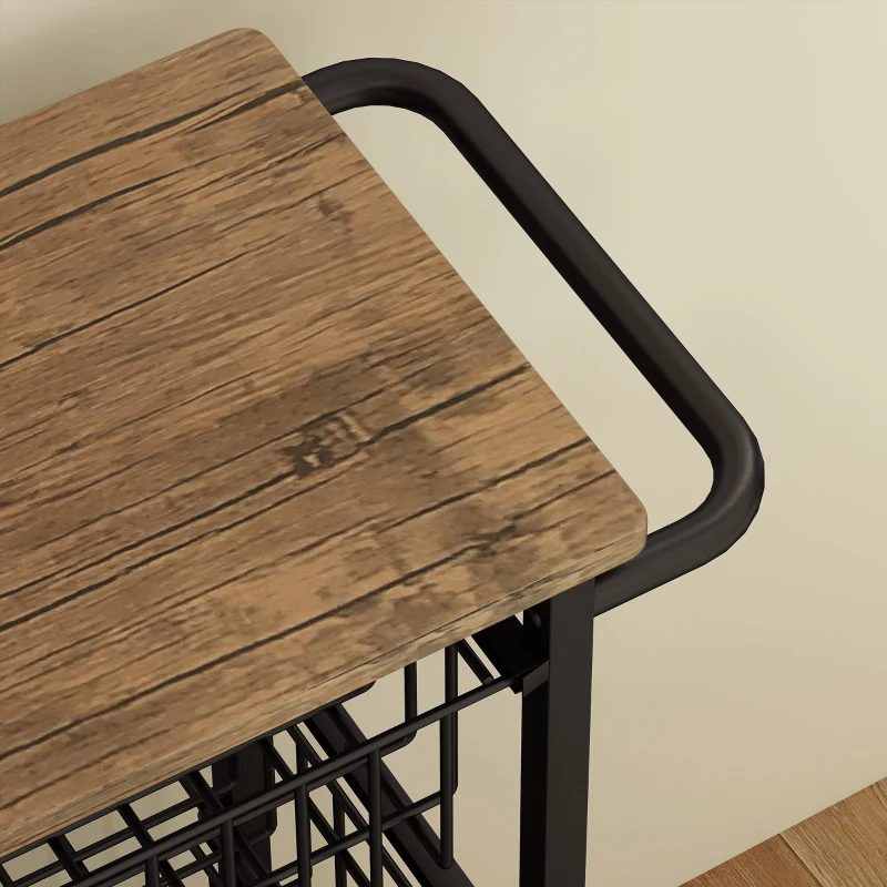 HOMCOM Carrito Verdulero para Cocina con 4 Cestas Deslizables y Marco de Acero 49,5x31x91 cm Roble