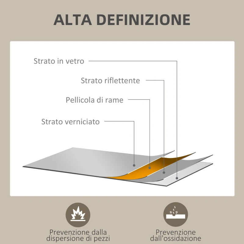 HOMCOM Specchio da Parete Rettangolare con Ganci, in Vetro e MDF, 60x80 cm, Bianco